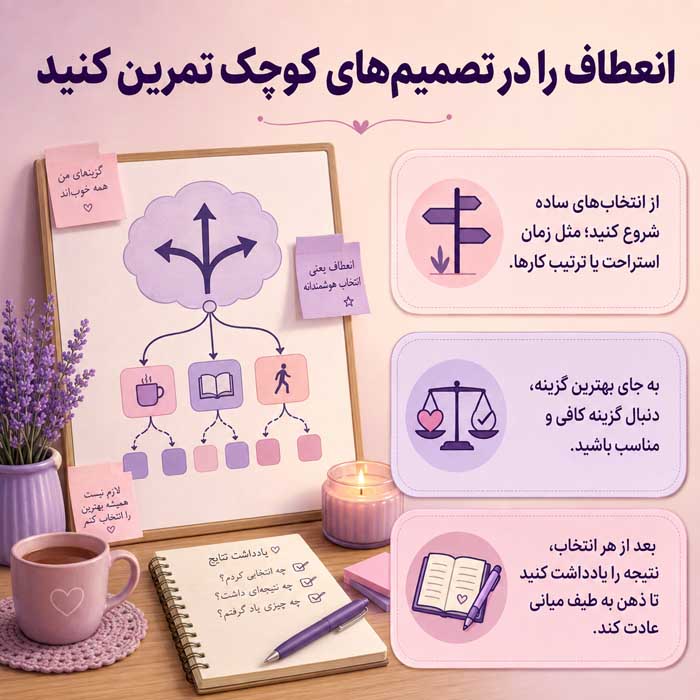 تفکر همه یا هیچ چیست؟ نشانههای نگاه صفر و صدی و ۹ روش اصلاح آن روش نهم: انعطاف را در تصمیمهای کوچک تمرین کنید