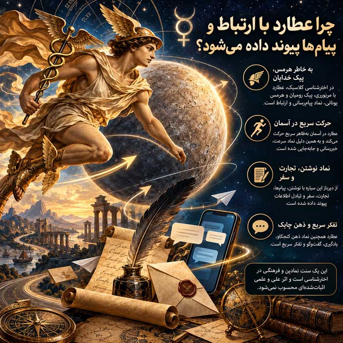 چرا عطارد با ارتباط و پیام‌ها پیوند داده می‌شود؟
