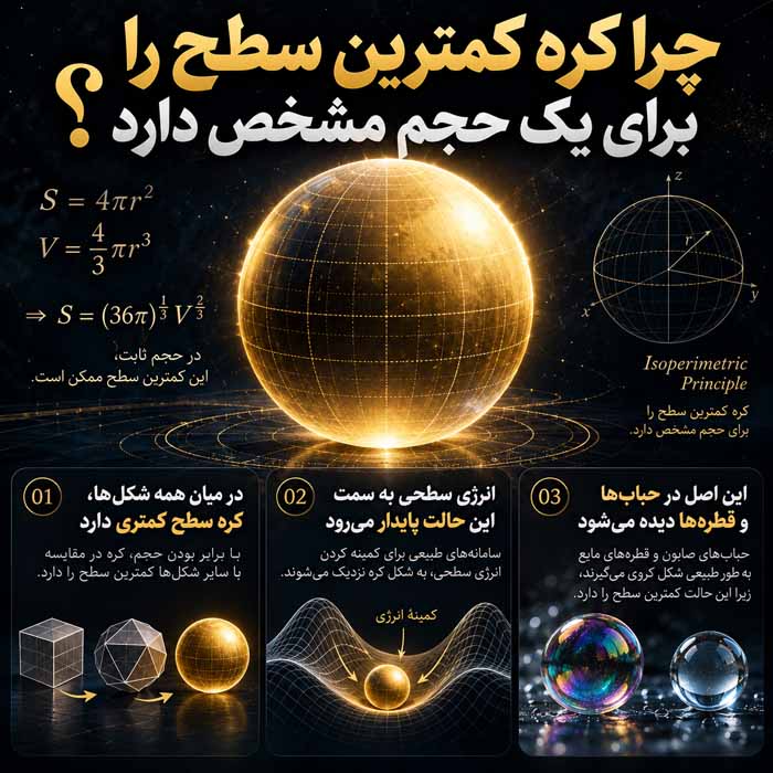چرا حبابها گرد هستند؟؛ نقش کشش سطحی در شکل کروی؛ توضیح ساده یک پدیده روزمره چرا کره کمترین سطح را برای یک حجم مشخص دارد؟