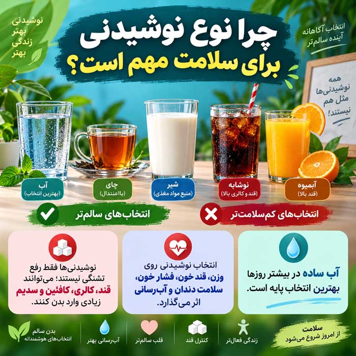 تاثیر نوشیدنیها بر سلامت افراد؛ کدام نوشیدنی مفید است و کدام باید محدود شود؟ چرا نوع نوشیدنی برای سلامت مهم است؟