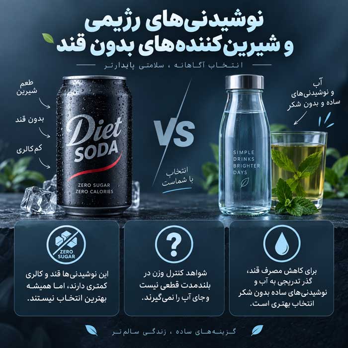تاثیر نوشیدنیها بر سلامت افراد؛ کدام نوشیدنی مفید است و کدام باید محدود شود؟ نوشیدنیهای رژیمی و شیرینکنندههای بدون قند