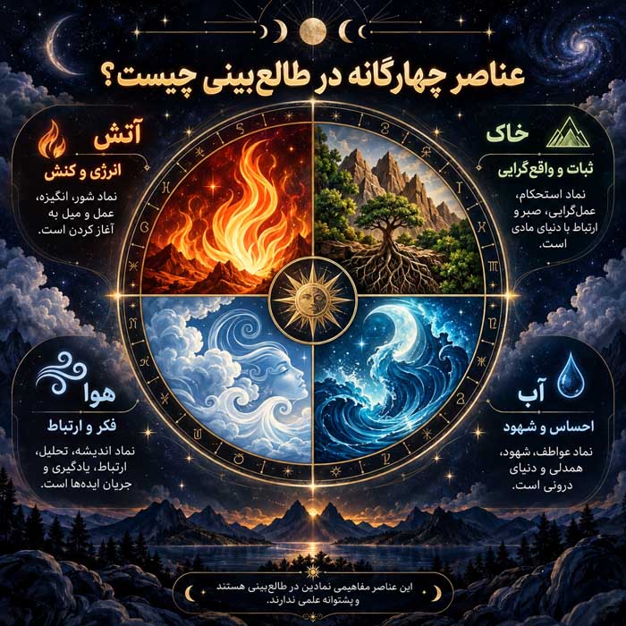 عناصر چهارگانه در طالع‌بینی چیست؟