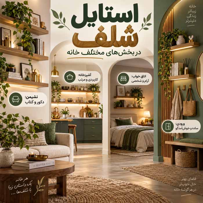 استایل شلف چیست؟ راهنمای تزیین قفسه و کتابخانه شیک بدون شلوغی استایل شلف در بخشهای مختلف خانه