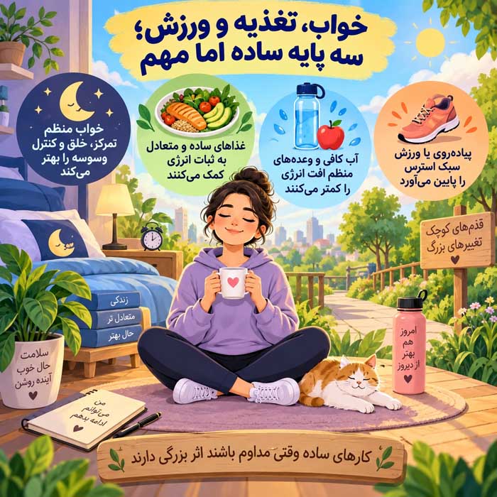 مراقبت های بعد از ترک اعتیاد؛ ادامه درمان و مدیریت وسوسه؛ راههای کاهش خطر عود خواب، تغذیه و ورزش؛ سه پایه ساده اما مهم