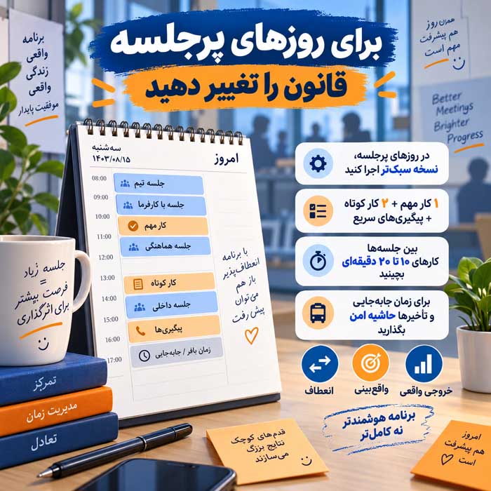 قانون ۱-۳-۵ چیست؟؛ یک کار بزرگ، سه کار متوسط و پنج کار کوچک؛ روش ساده برنامهریزی روزانه برای روزهای پرجلسه قانون را تغییر دهید