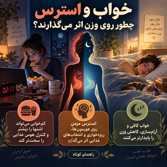 خواب و استرس چطور روی وزن اثر می‌گذارند؟