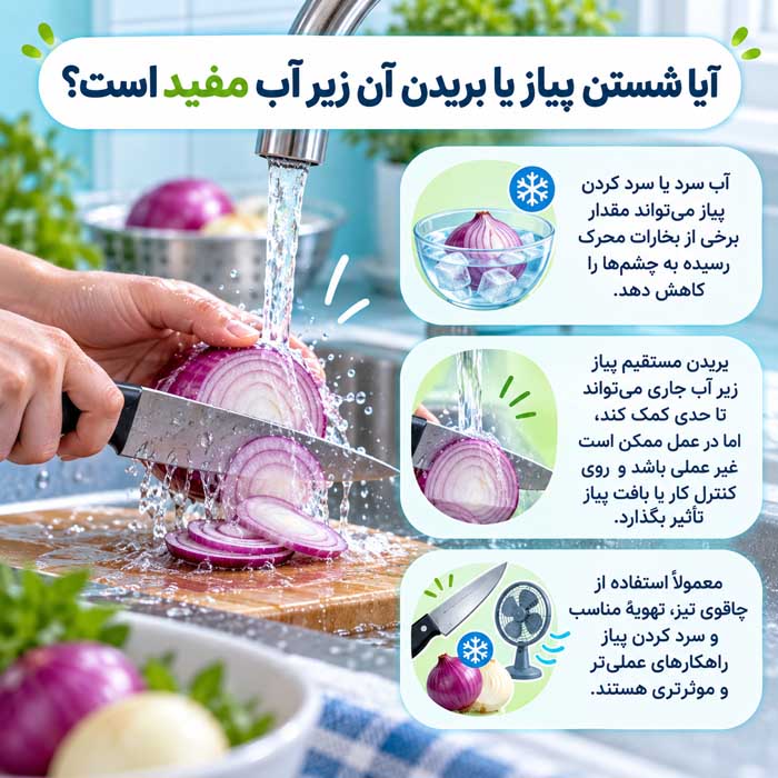 آیا شستن پیاز یا بریدن آن زیر آب مفید است؟
