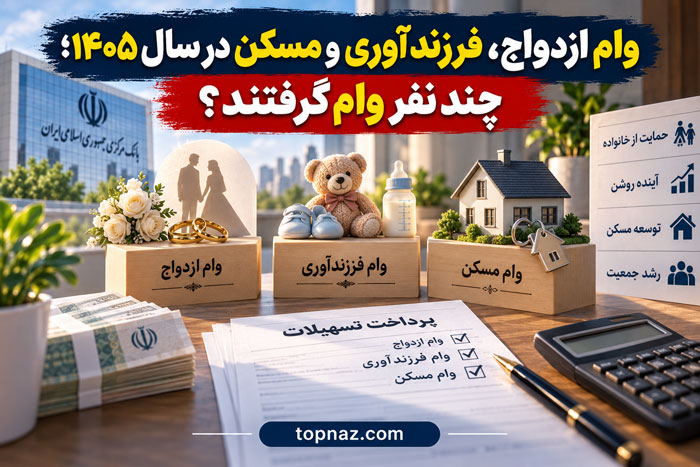 وام ازدواج، فرزندآوری و مسکن در سال ۱۴۰۵؛ چند نفر وام گرفتند؟ وام ازدواج، فرزندآوری و مسکن در سال ۱۴۰۵؛ چند نفر وام گرفتند؟