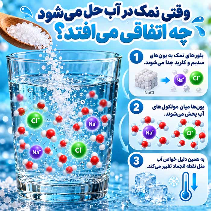 وقتی نمک در آب حل می‌شود چه اتفاقی می‌افتد؟