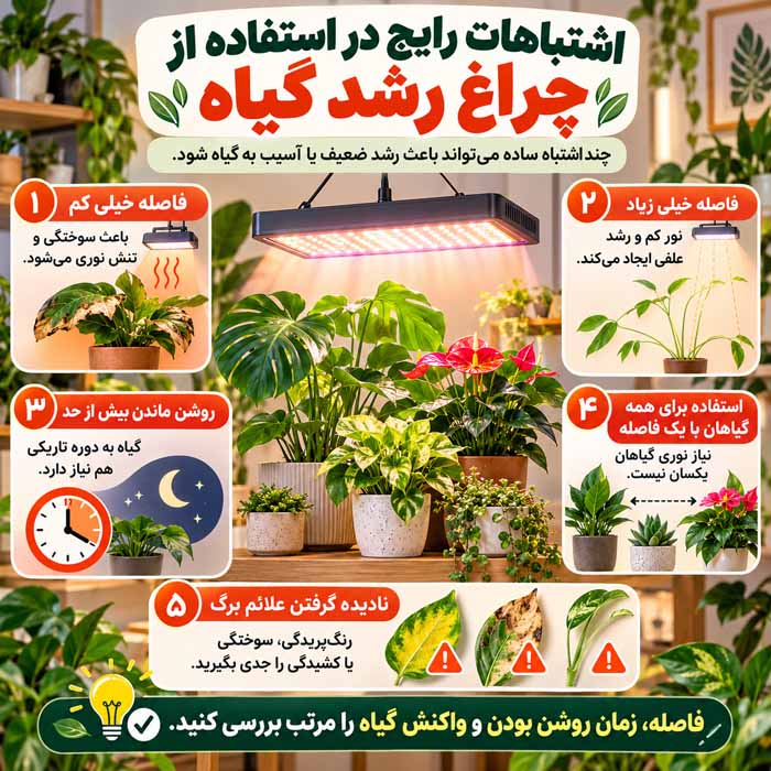 اشتباهات رایج در استفاده از چراغ رشد گیاه
