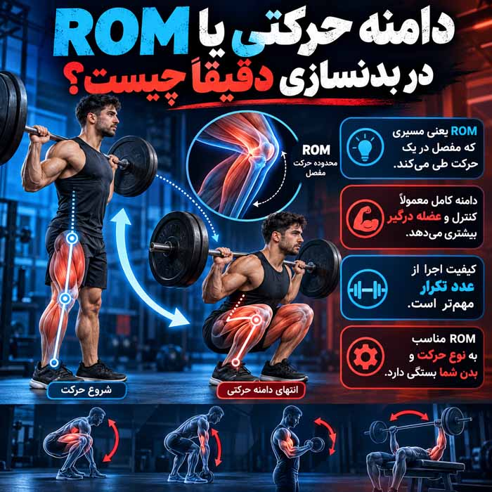 دامنه حرکتی در بدنسازی چیست؟ تفاوت تکرار کامل و نیمه برای عضلهسازی دامنه حرکتی یا ROM در بدنسازی دقیقاً چیست؟