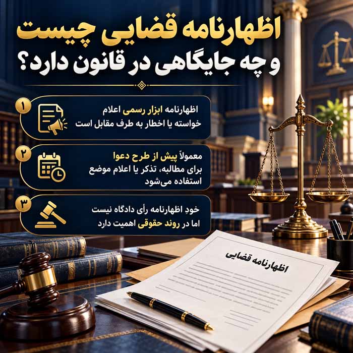 اظهارنامه قضایی چیست؟ کاربردها، نحوه ارسال و تفاوت با دادخواست اظهارنامه قضایی چیست و چه جایگاهی در قانون دارد؟