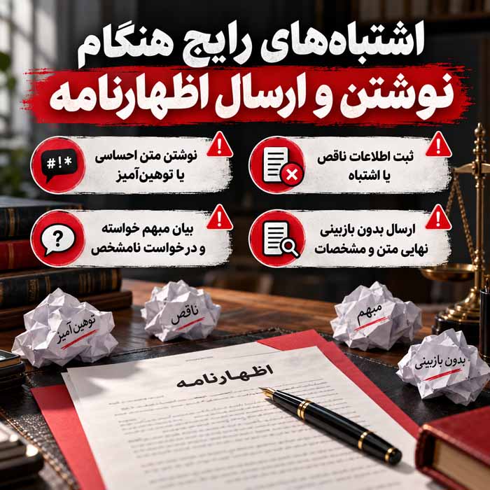 اظهارنامه قضایی چیست؟ کاربردها، نحوه ارسال و تفاوت با دادخواست اشتباههای رایج هنگام نوشتن و ارسال اظهارنامه