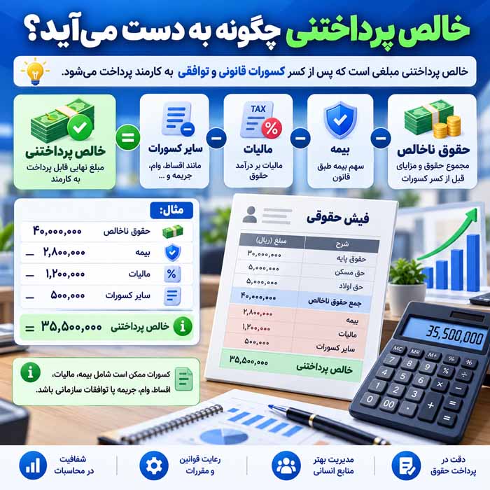 اصول پرداخت حقوق و دستمزد کارکنان؛ از محاسبه کارکرد و مزایا تا کسورات و واریز حقوق خالص پرداختنی چگونه به دست میآید؟