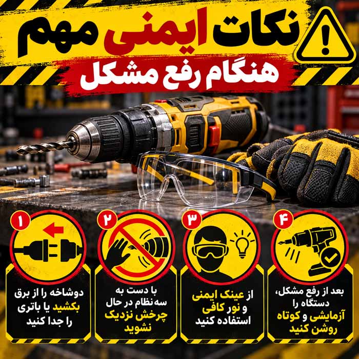 چرا مته داخل دریل میچرخد یا لیز میخورد؟؛ علتهای رایج سهنظام؛ روش محکم کردن صحیح مته نکات ایمنی مهم هنگام رفع مشکل