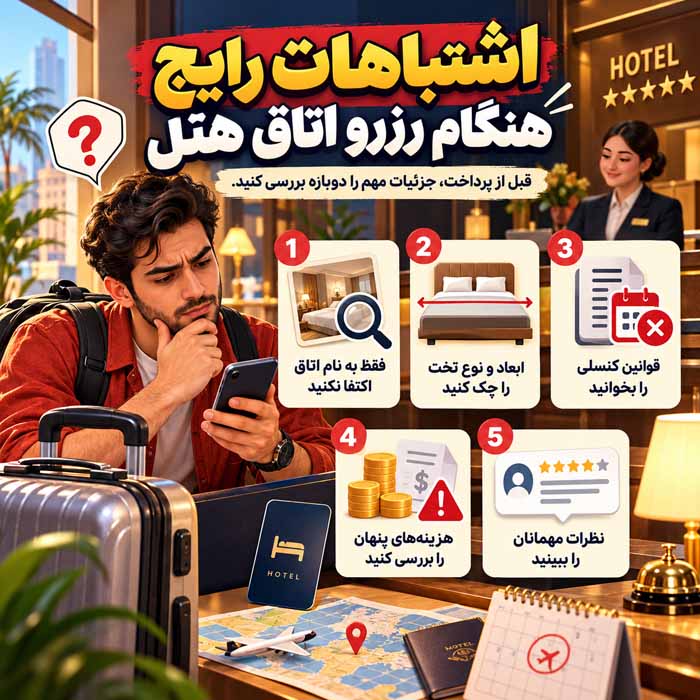 اشتباهات رایج هنگام رزرو اتاق هتل
