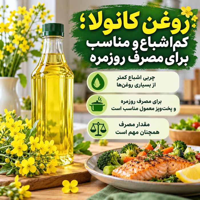 کدام روغن خوراکی برای قلب و کلسترول بهتر است؟؛ مقایسه چربی اشباع و غیراشباع؛ از زیتون و کانولا تا نارگیل روغن کانولا؛ کماشباع و مناسب برای مصرف روزمره