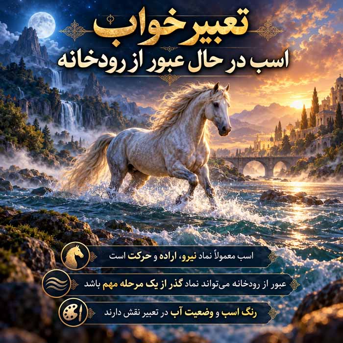 تعبیر خواب رودخانه؛ معنی آب زلال، رودخانه خروشان و عبور از رود تعبیر خواب اسب در حال عبور از رودخانه