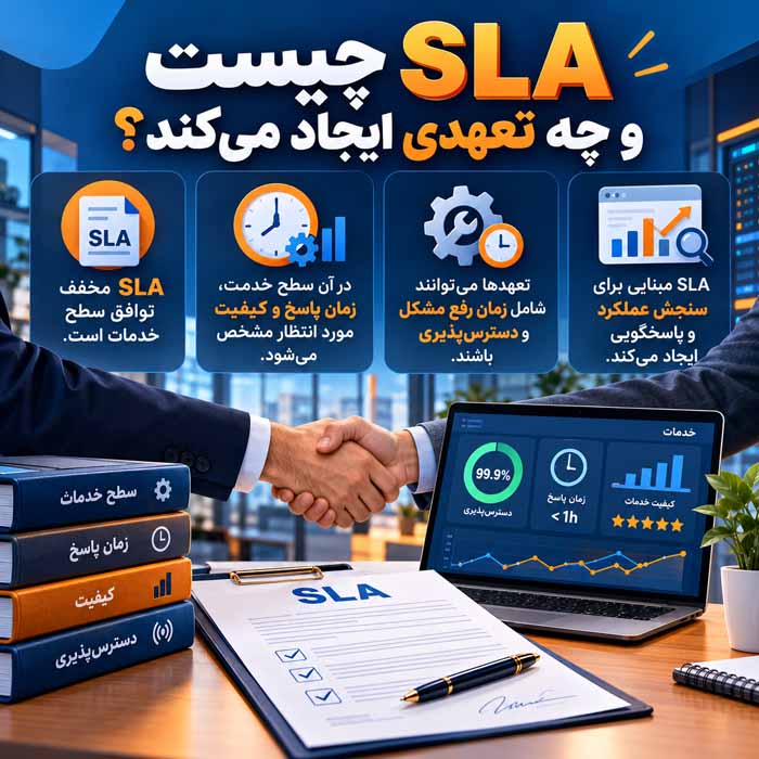 SLA چیست؟؛ مفهوم توافق سطح خدمات؛ کاربرد و اهمیت آن در کسبوکارها SLA چیست و چه تعهدی ایجاد میکند؟