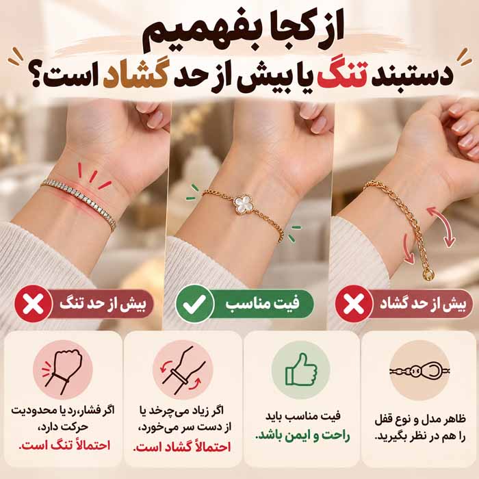 چگونه سایز دستبند را اندازه بگیریم؟؛ روش اندازهگیری دور مچ؛ انتخاب سایز مناسب برای انواع دستبند از کجا بفهمیم دستبند تنگ یا بیش از حد گشاد است؟
