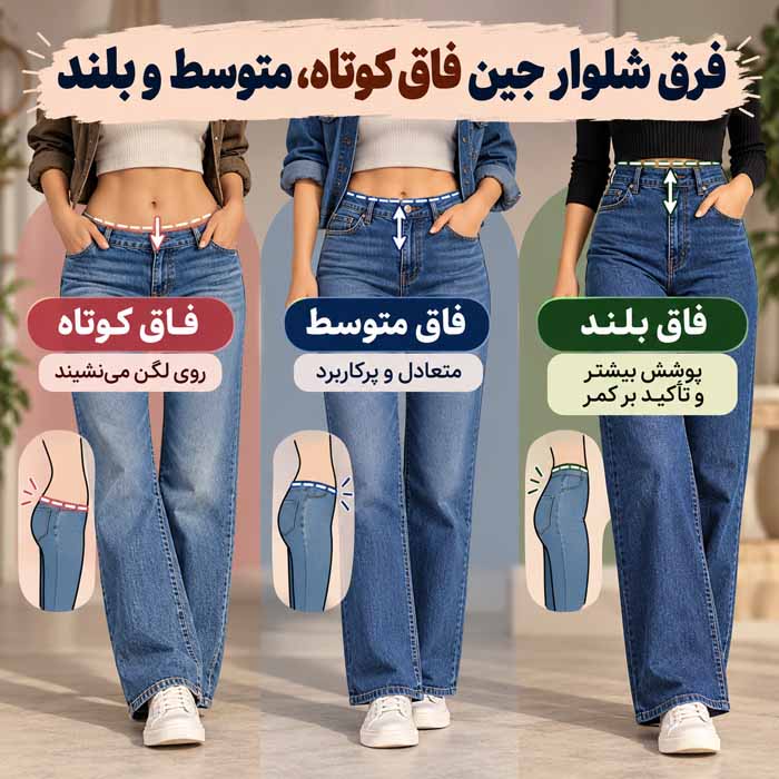 فرق شلوار جین فاق کوتاه، متوسط و بلند