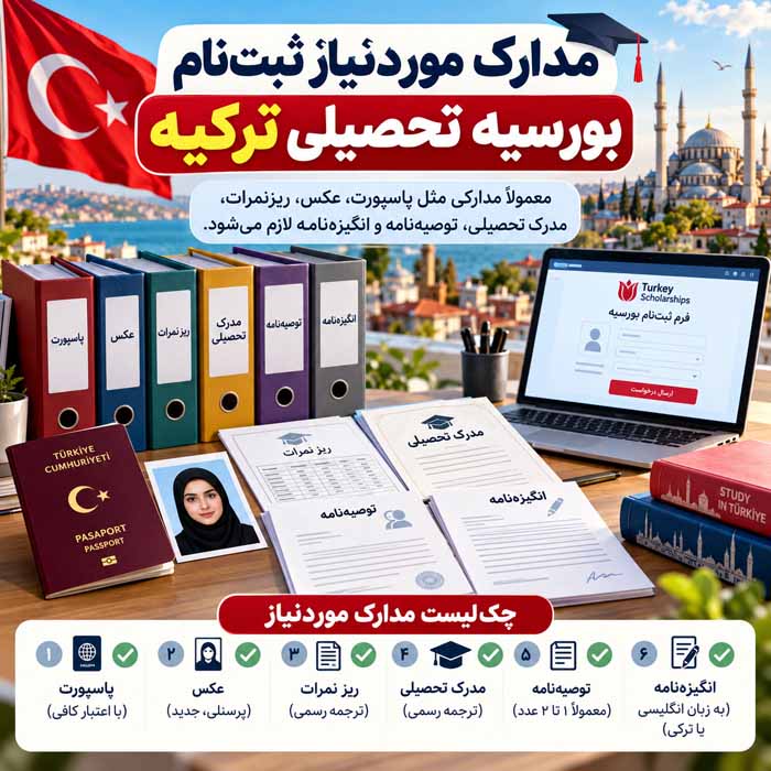 بورسیه تحصیلی ترکیه 2026؛ شرایط سنی و معدل؛ مدارک لازم و مراحل ثبتنام مدارک موردنیاز ثبتنام بورسیه تحصیلی ترکیه