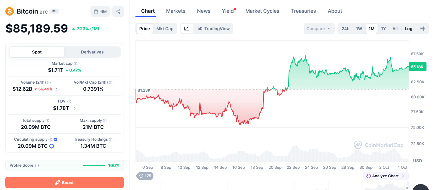 اتریوم یا بیت کوین؛ کدام برای سرمایهگذاری بلند مدت بهتر است؟ نمودار قیمت بیت کوین